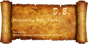 Doszpoly Bálint névjegykártya