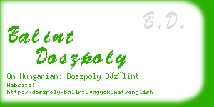 balint doszpoly business card
